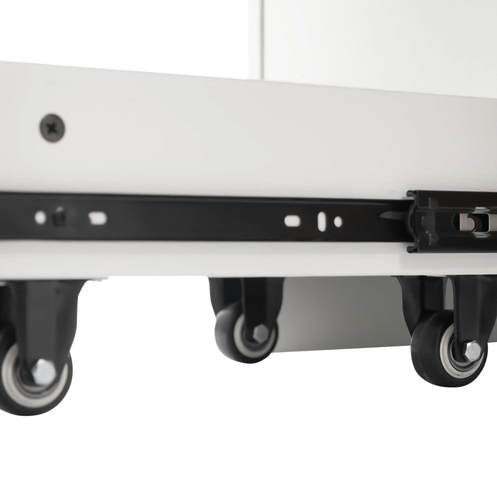 Vetrina 110.5x35x160 cm con LED integrato e vano laterale estraibile in MDF bianco