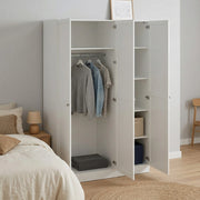 Guardaroba 3 ante Gener, Mobile camera da letto, Cabina armadio portabiti, Armadio appendiabiti, 147x62 h200 cm, Bianco