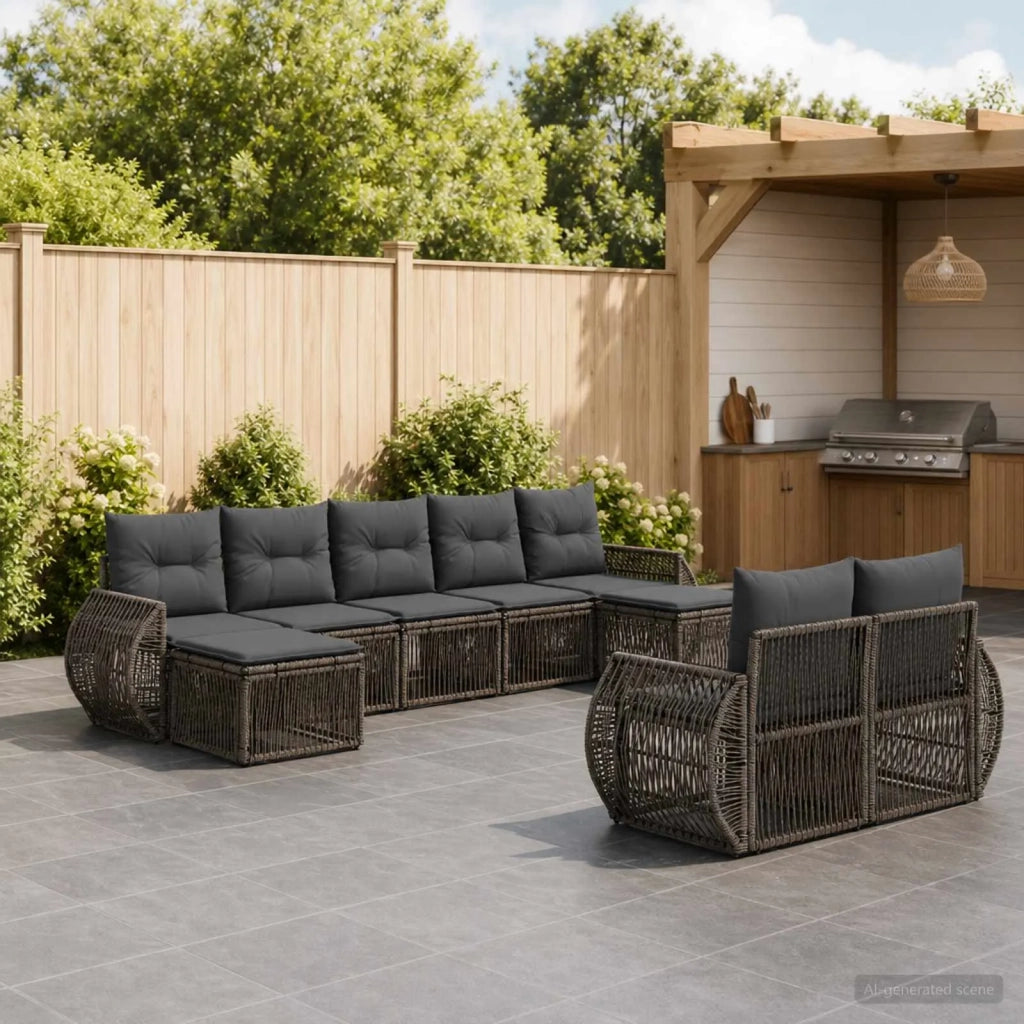 Set Divano da Giardino 9 pz Grigio e Grigio Scuro polyrattan 3435545