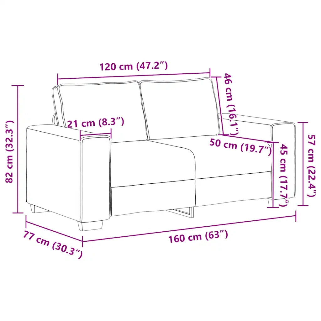 Divano a 2 Posti Marrone 160x77x82 cm in Tessuto 4105160