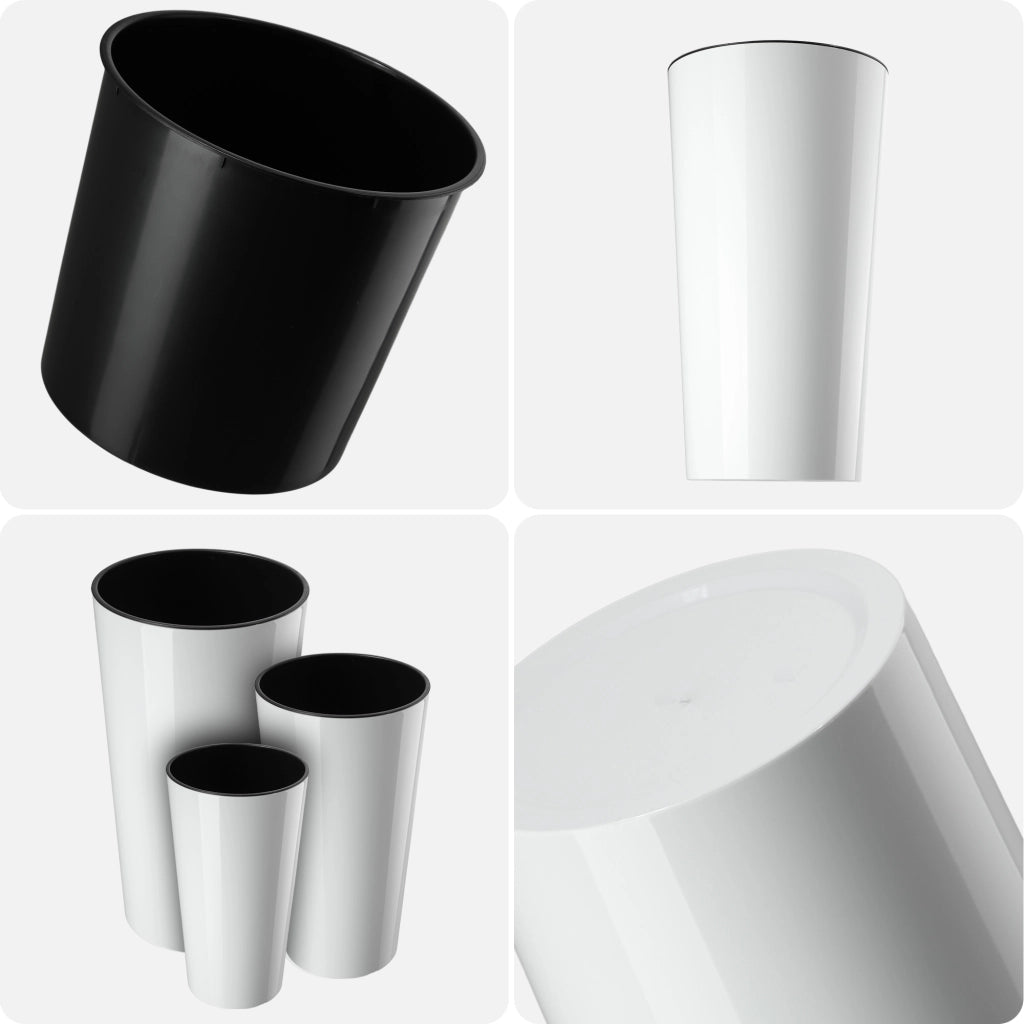 Vaso da fiori KADAX 26 cm con coperchio e inserto, in plastica bianca.