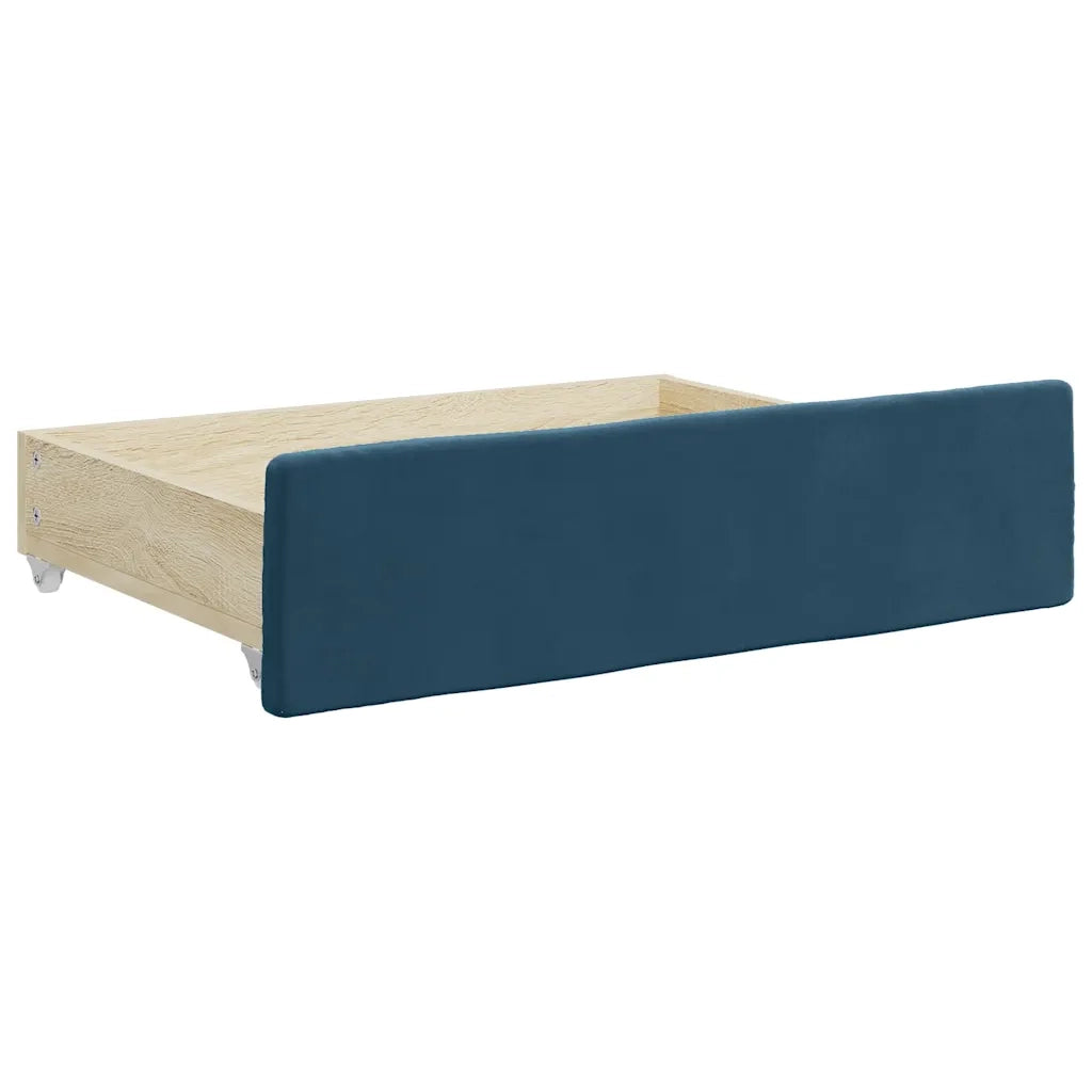 Divano Letto Estraibile con Cassetti Blu 100x200 cm in Velluto 3196745