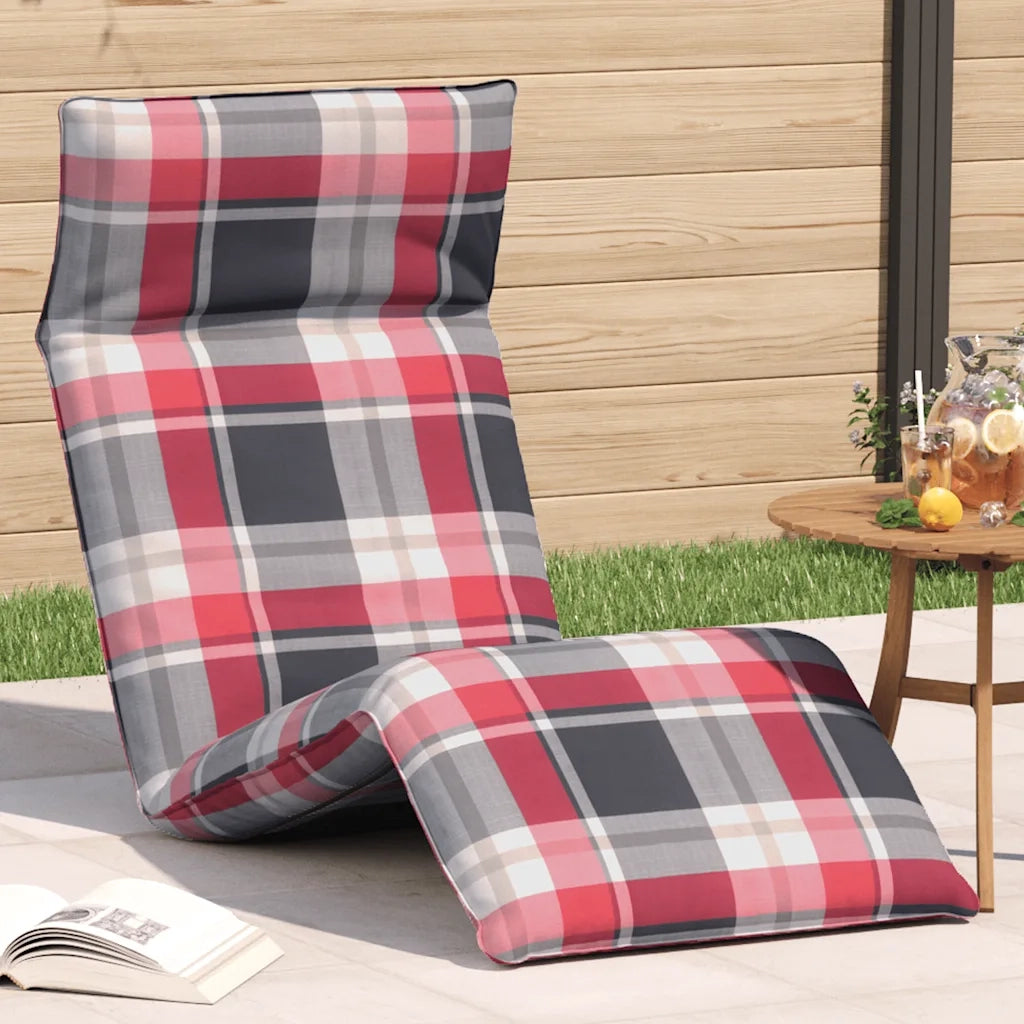 Sdraio da giardino | Lettino Pieghevole Quadri Rossi 175x54x8,5 cm in Tessuto Oxford