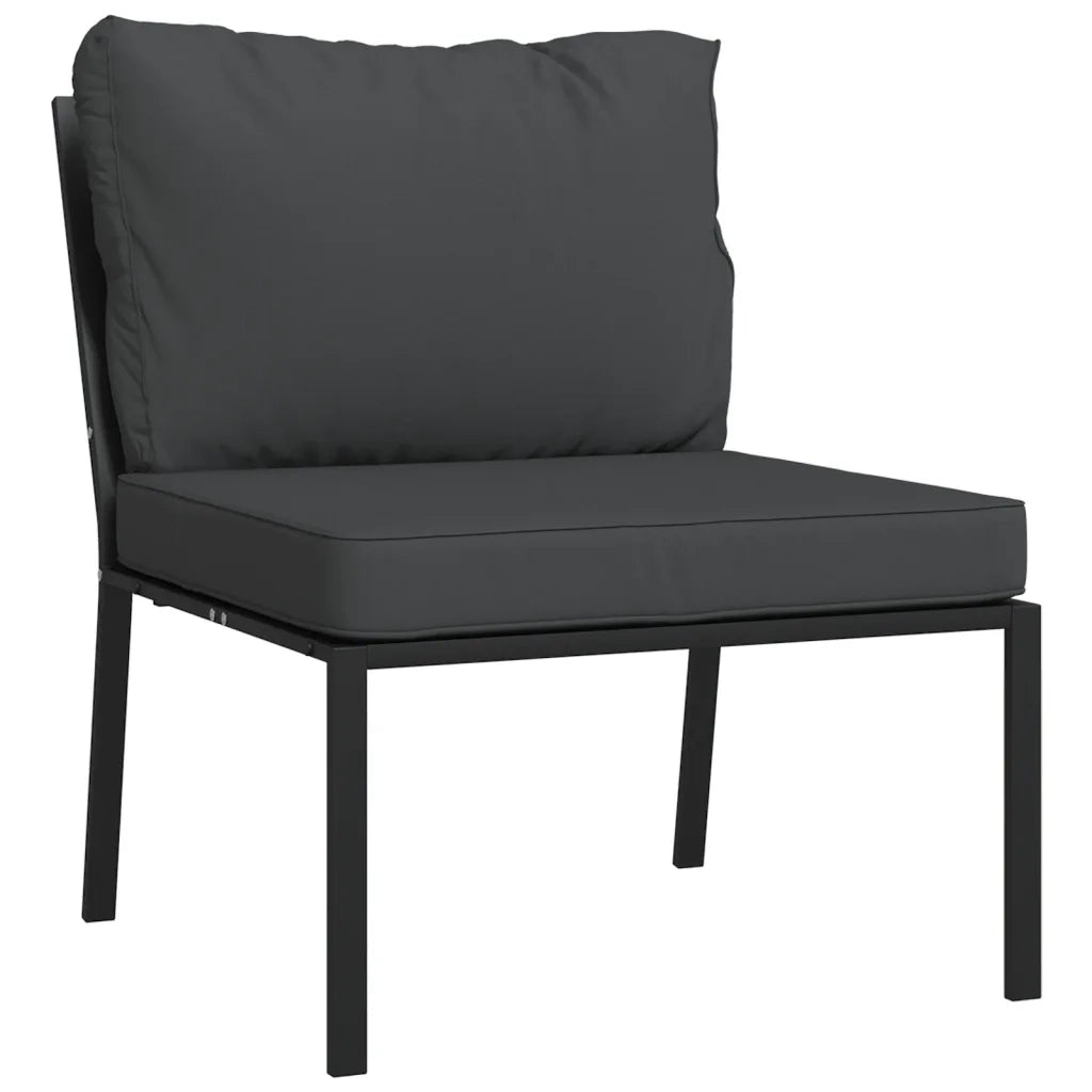 Set Salotto da Giardino 5pz con Cuscini Grigi in Acciaio 3187954