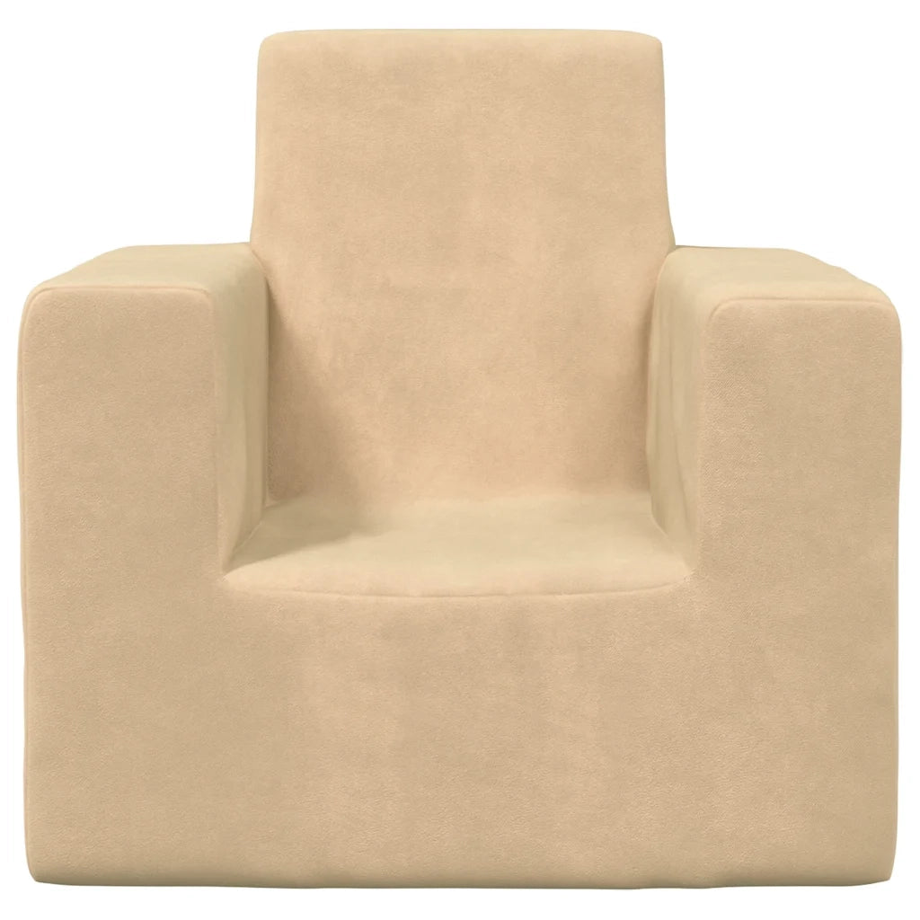 Divano per Bambini Crema in Morbido Peluche 341836