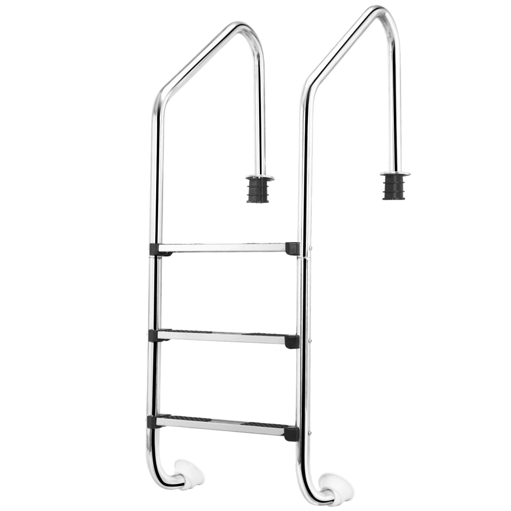 Scaletta per piscina in acciaio inox con 3 gradini antiscivolo, Scaletta per piscine interrate con corrimano