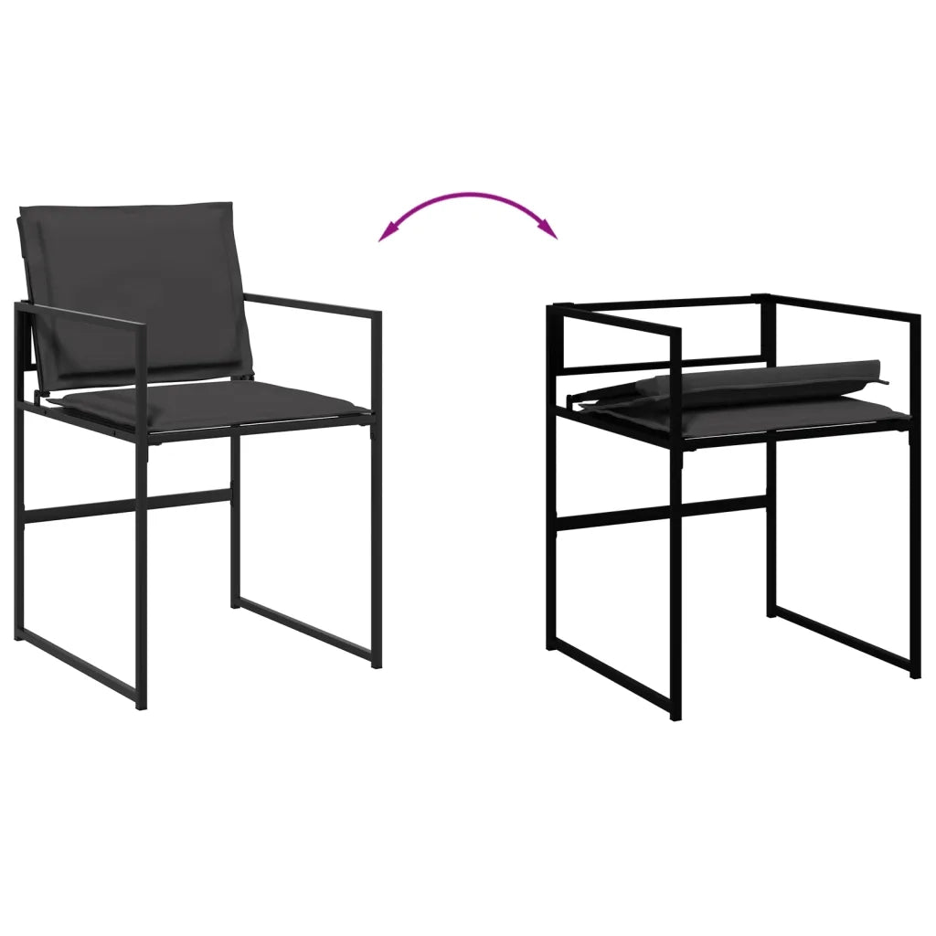 Set da Pranzo da Giardino con Cuscini Nero in Textilene 3295073