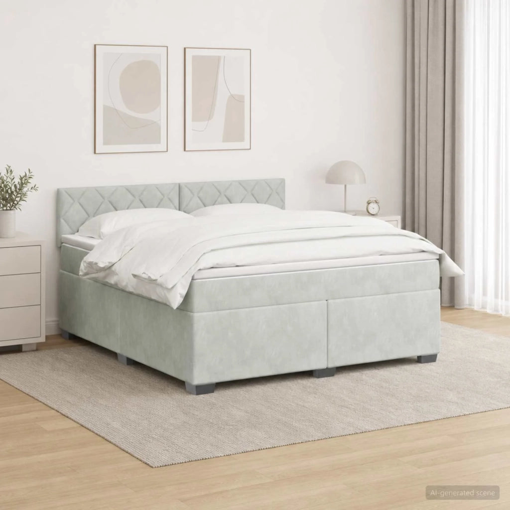 Letto con Box Spring, Materasso e LED Grigio Chiaro Velluto 3452234