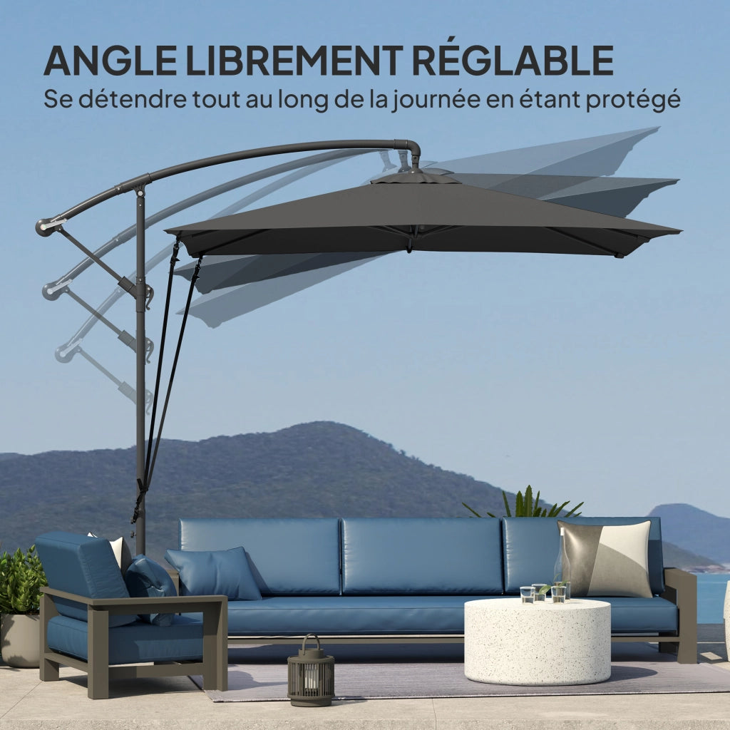 Ombrellone da giardino decentrato 2,5x2,5m ¨C Xylo ¨C Grigio antracite con manovella