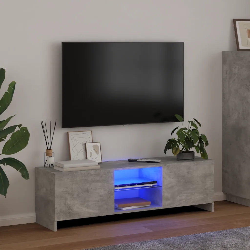 Mobile Porta TV con Luci LED Grigio Cemento 120x30x36 cm 804287