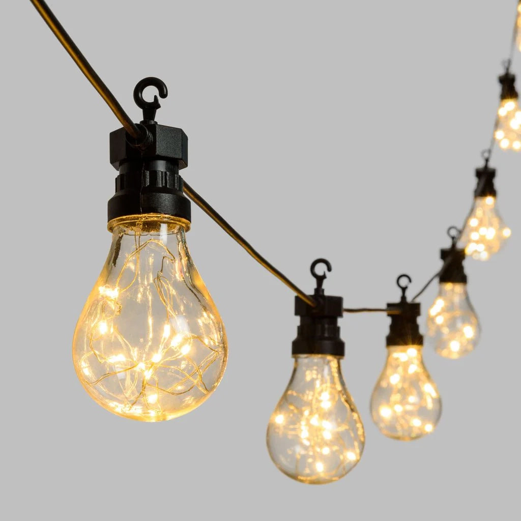 Catena 10 lampadine a goccia led bianco caldo, Ø 67 mm - 5 METRI