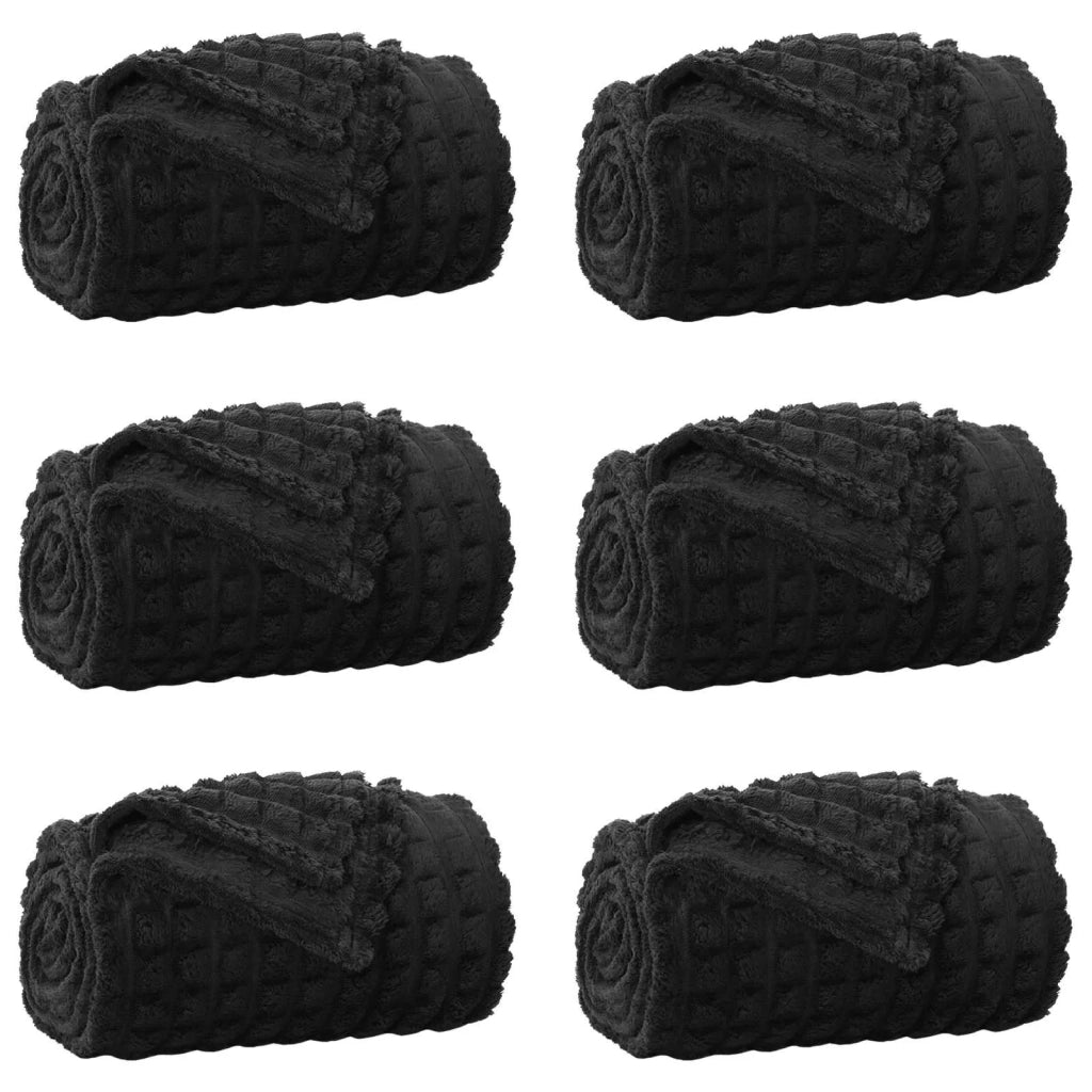 Coperte da Pile 6 pcs Nero 200 x 150 cm Panno 42016962