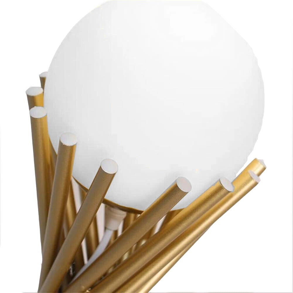 Lampada elegante da tavolo minimalista tubolare lume in metallo bronzo con sfera bianca in vetro G9