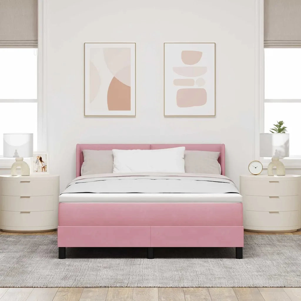Letto a molle con testiera Rosa 200 x 160 cm Velluto 3341479