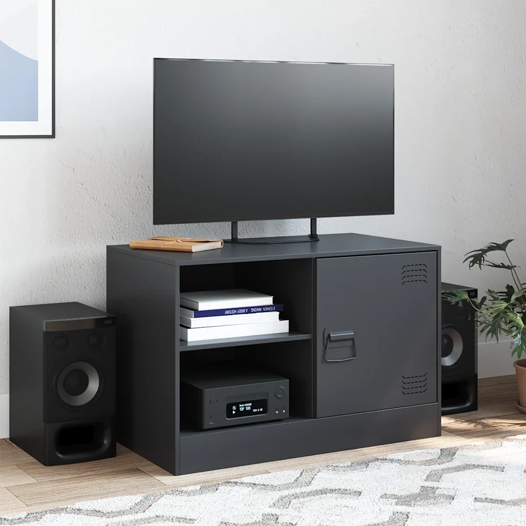 Mobile TV-Credenza per TV-Console TV Nero 67x39x44 cm in Acciaio 911999