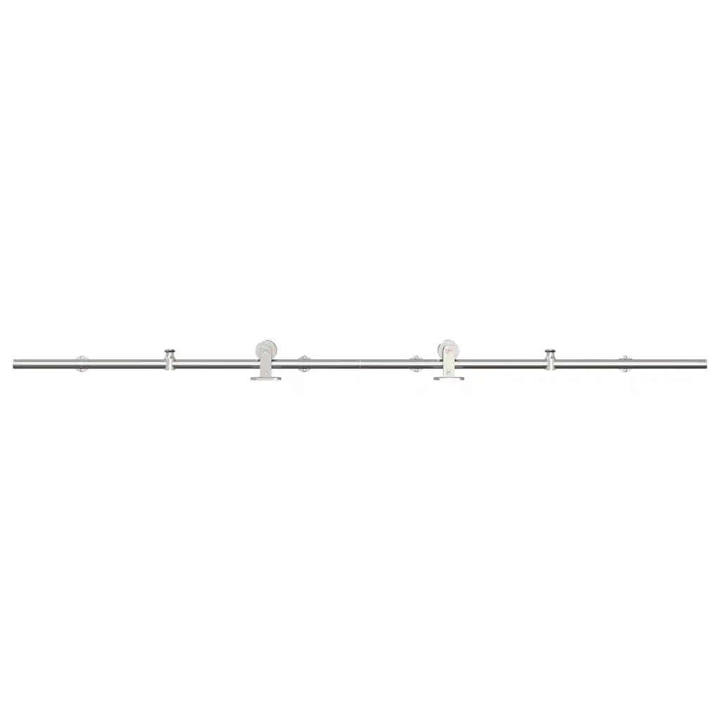 Kit Binari Porta Scorrevole 200 cm Acciaio Inossidabile Argento 4009691