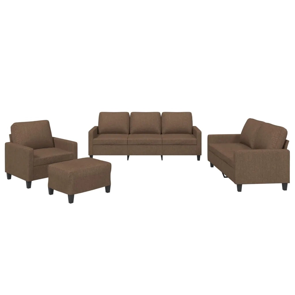 Set di Divani 4 pz con Cuscini Marrone in Tessuto 3201439