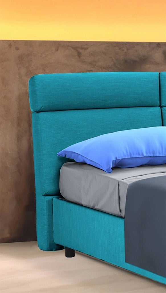 Letto Matrimoniale Annus, Letto Matrimoniale Materasso Incluso Made in Italy, Azzurro