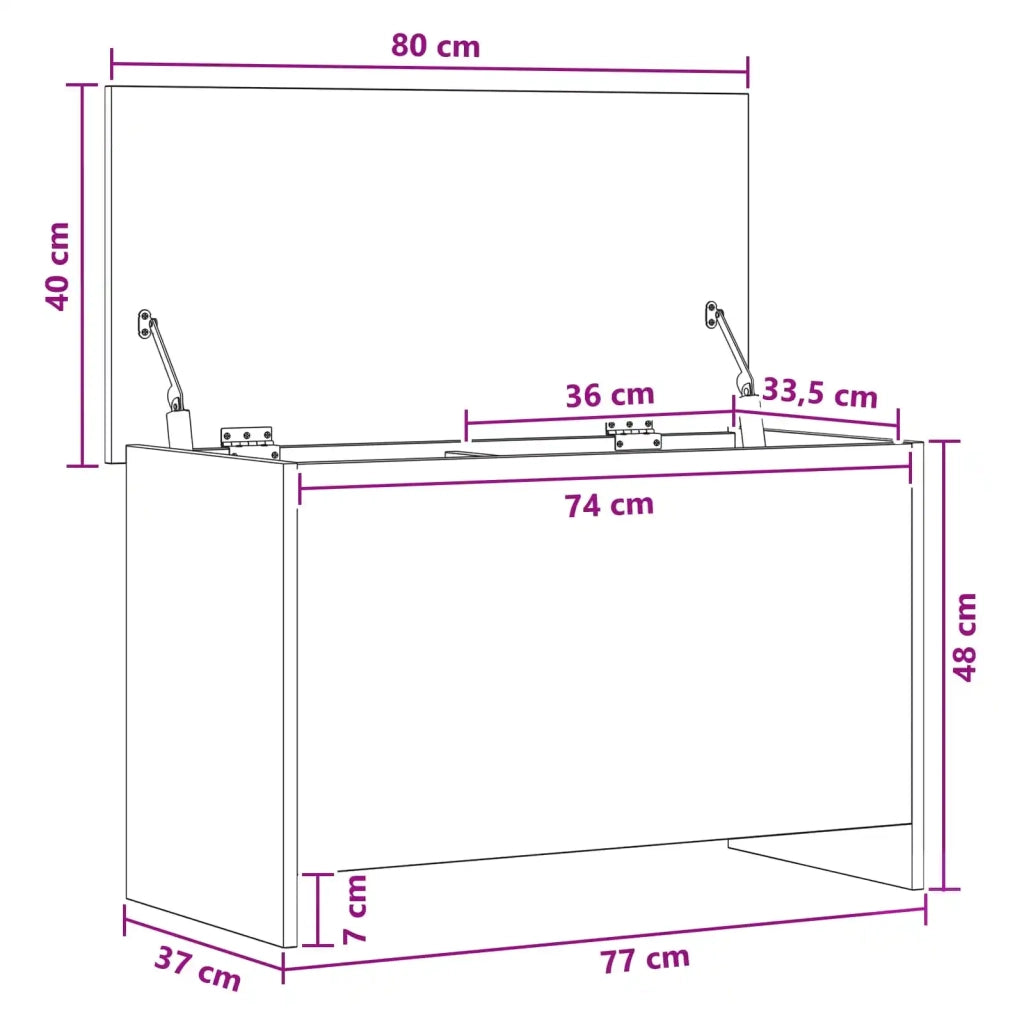 Cassa di stoccaggio Rovere Artigianale 80 x 40 x 50 cm 8011266