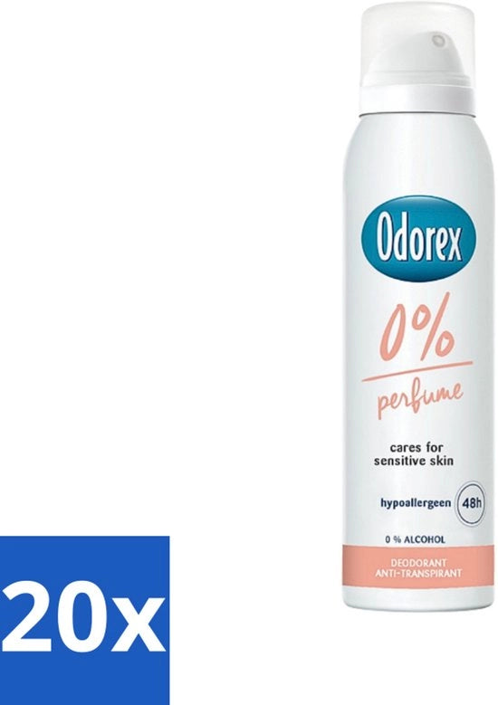 20 x Spray Deodorante Senza Profumo - 150 ml - Senza Profumi - Idoneo per Pelli Sensibili - Alcol libero