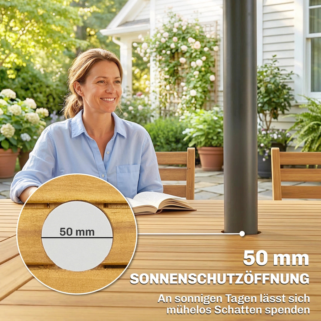 Set da Giardino 7 Pezzi con Tavolo Allungabile e 6 Sedie Pieghevoli ¨C zephmum ¨C Legno FSC Grigio