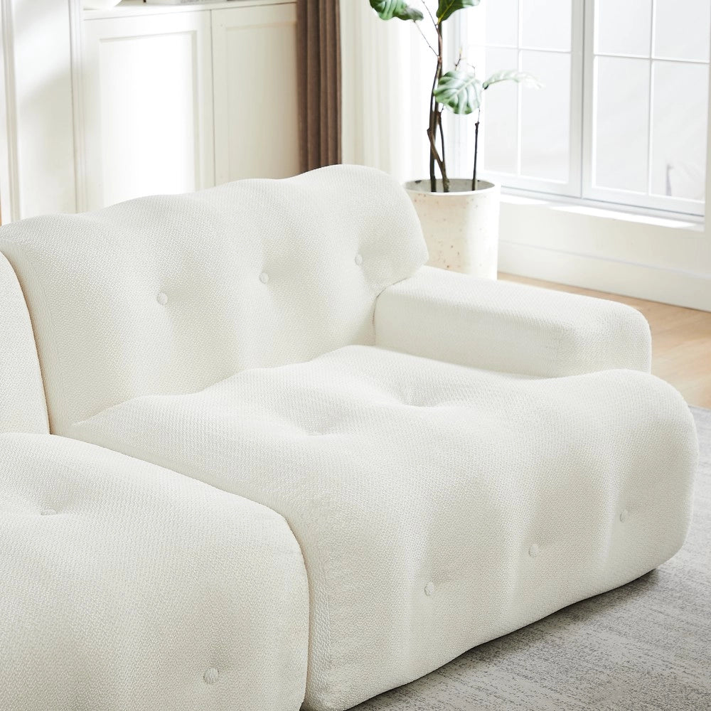 Divano 2 Posti Cloud con Braccioli Larghi ¨C Xylo ¨C Beige, Tessuto, Trapuntato