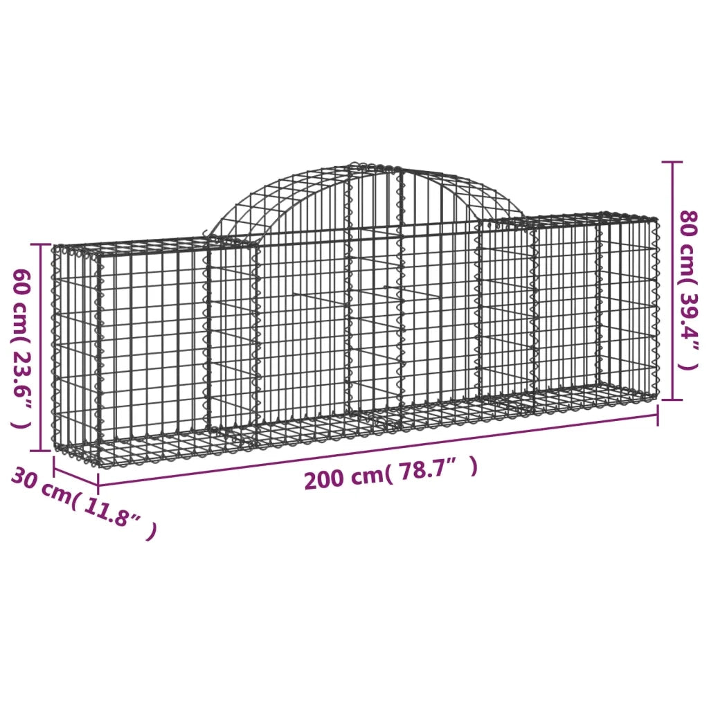 Cesti Gabbioni ad Arco 7 pz 200x30x60/80 cm Ferro Zincato 3146073