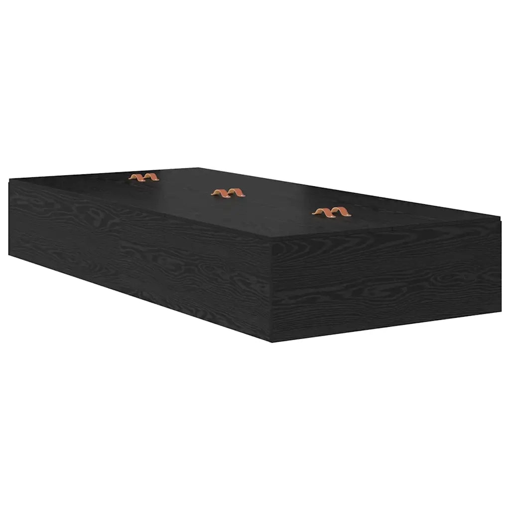 Struttura letto con contenitore con cassetto-Giroletto con contenitore Rovere Nero 90 cm 196158