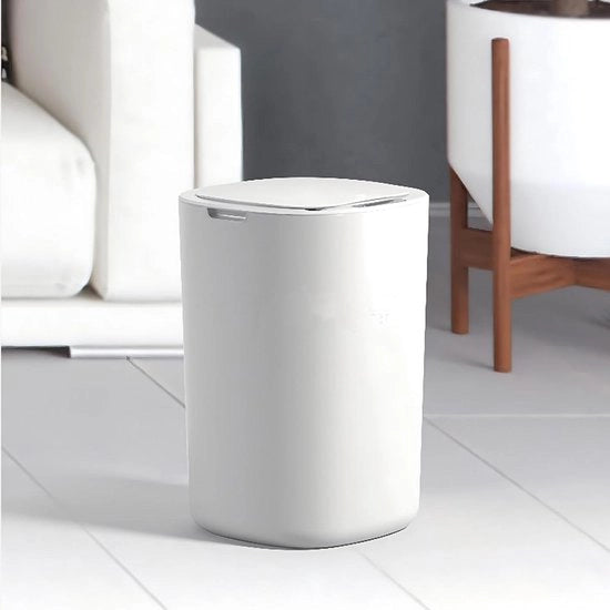 Cestino Automatico con Sensore 12 Litri - Cestino Senz'Ombrello con Sensore Touchless Bianco Impermeabile - Cestino Intelligente per Cucina Bagno Ufficio