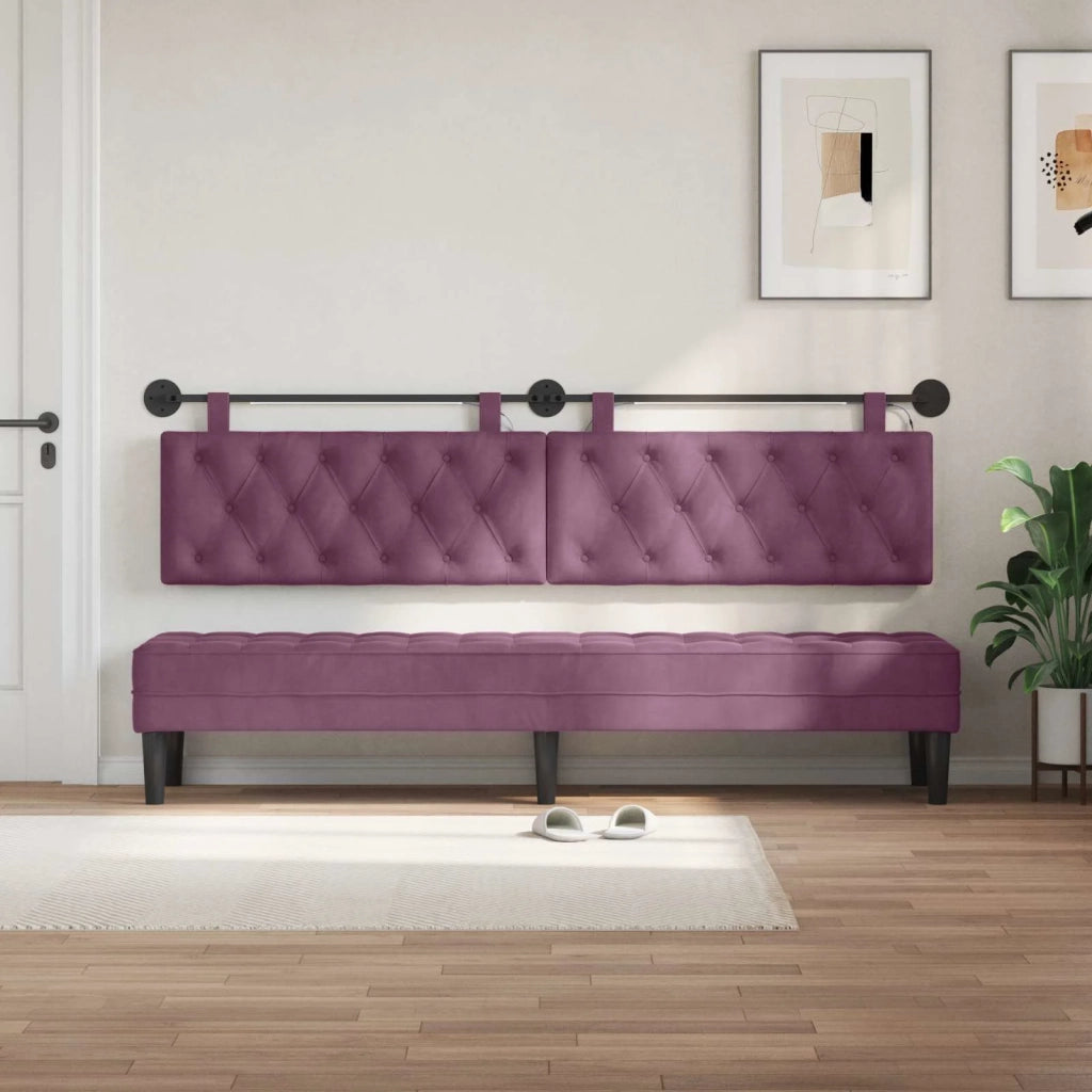 Testiera sospesa Con luce LED Viola Velluto 3424735