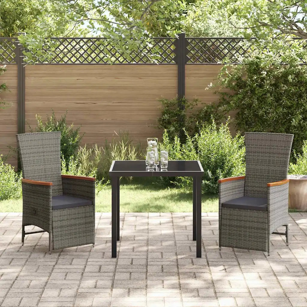 Set da Pranzo per Giardino con cuscino 3 pcs Grigio polyrattan 3379450