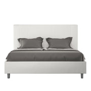 BS COM Letto matrimoniale francese contenitore imbottito 140x210 similpelle bianco
