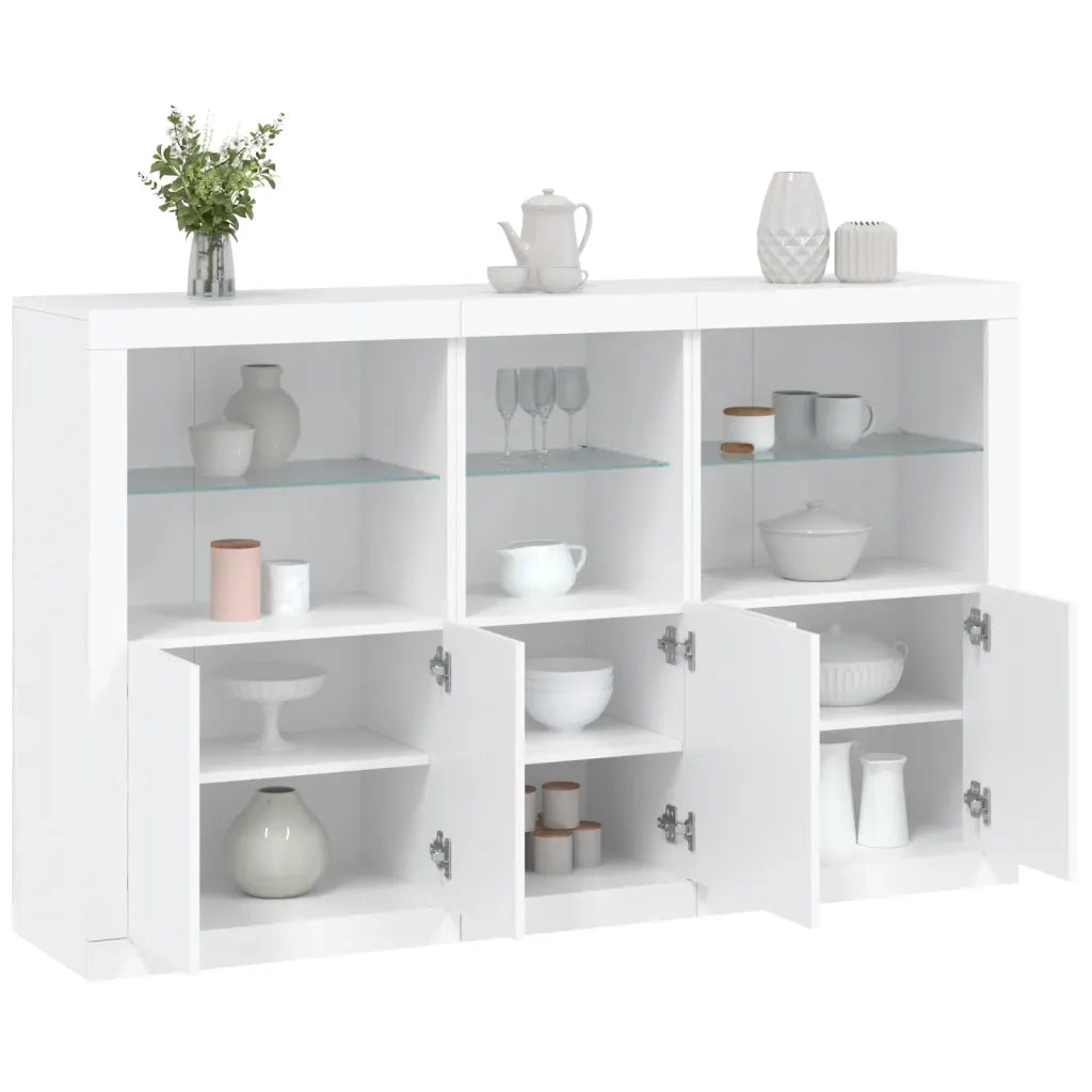 Credenza | Madia | Buffet da pranzo | Armadio da pranzo con Luci LED Bianca 162x37x100 cm
