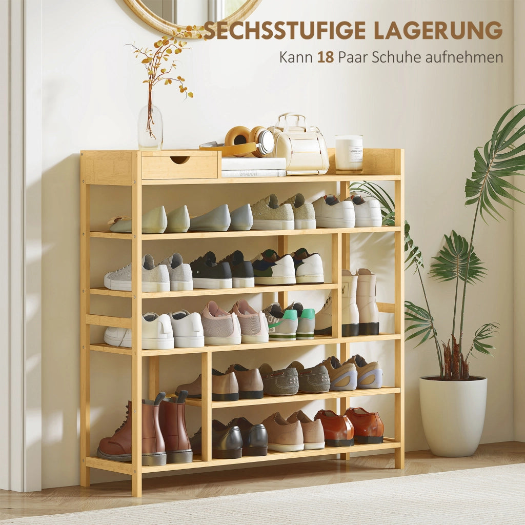 Scarpiera in bambu con cassetti e ripiani ¨C Minimal ¨C Bianco 6 livelli