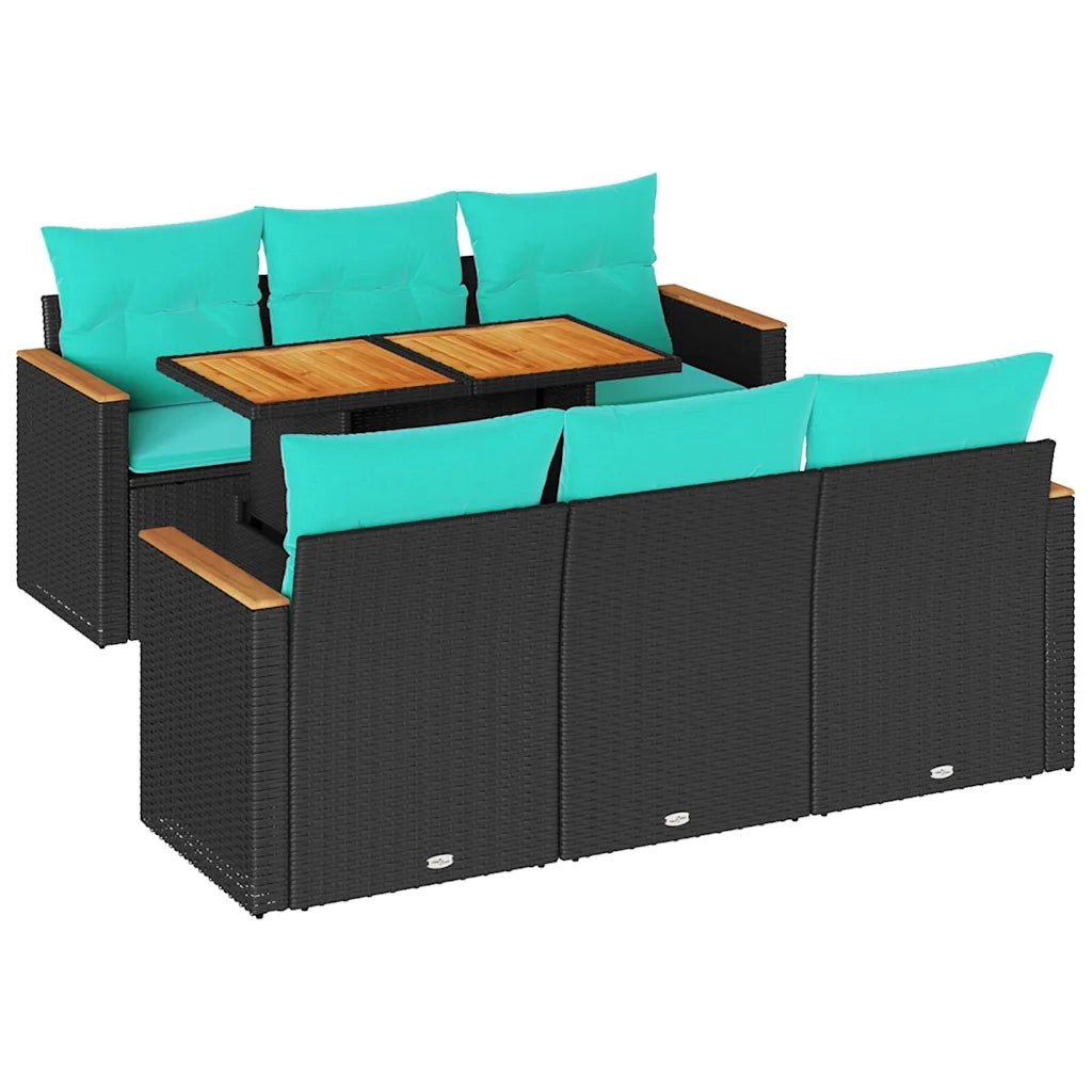 Set Divani da Giardino con Cuscini 7pz Nero Polyrattan 3327445