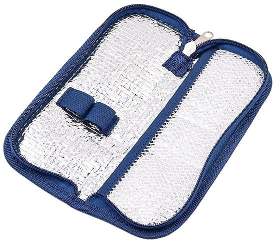 Portatile Isolante per Medicamenti - Raffreddamento - Foli di Alluminio - Tela di Oxford - Blu Marina - Ideale per Medicamenti - Raffreddatore per Medicamenti