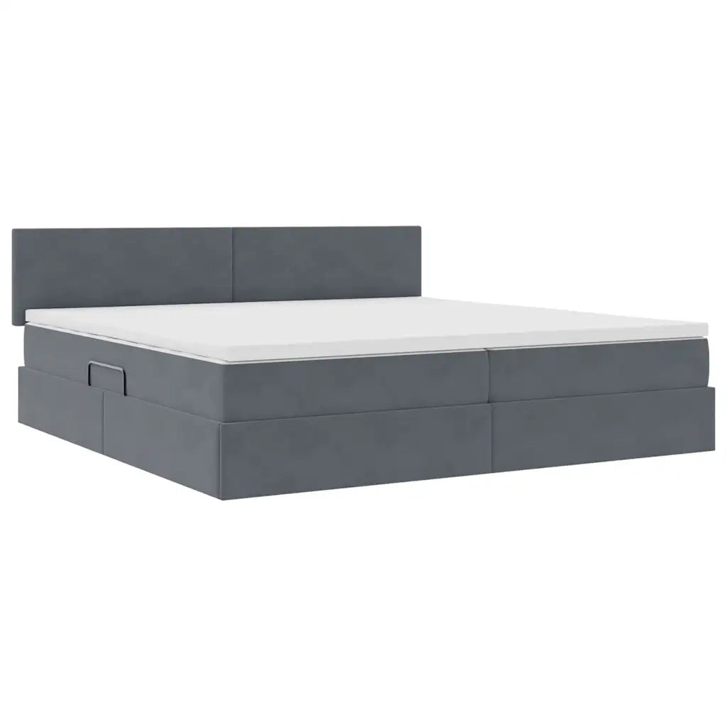 Letto con contenitore e LED Grigio scuro 200 x 200 cm Velluto 3371356