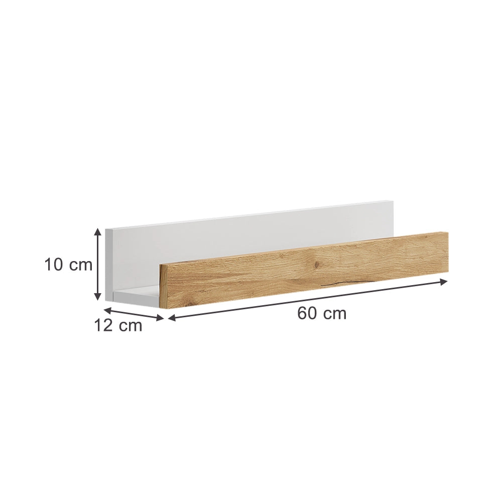 Vicco Scaffale a muro Rovere bianco/dorato 60 x 10 cm Set di 2