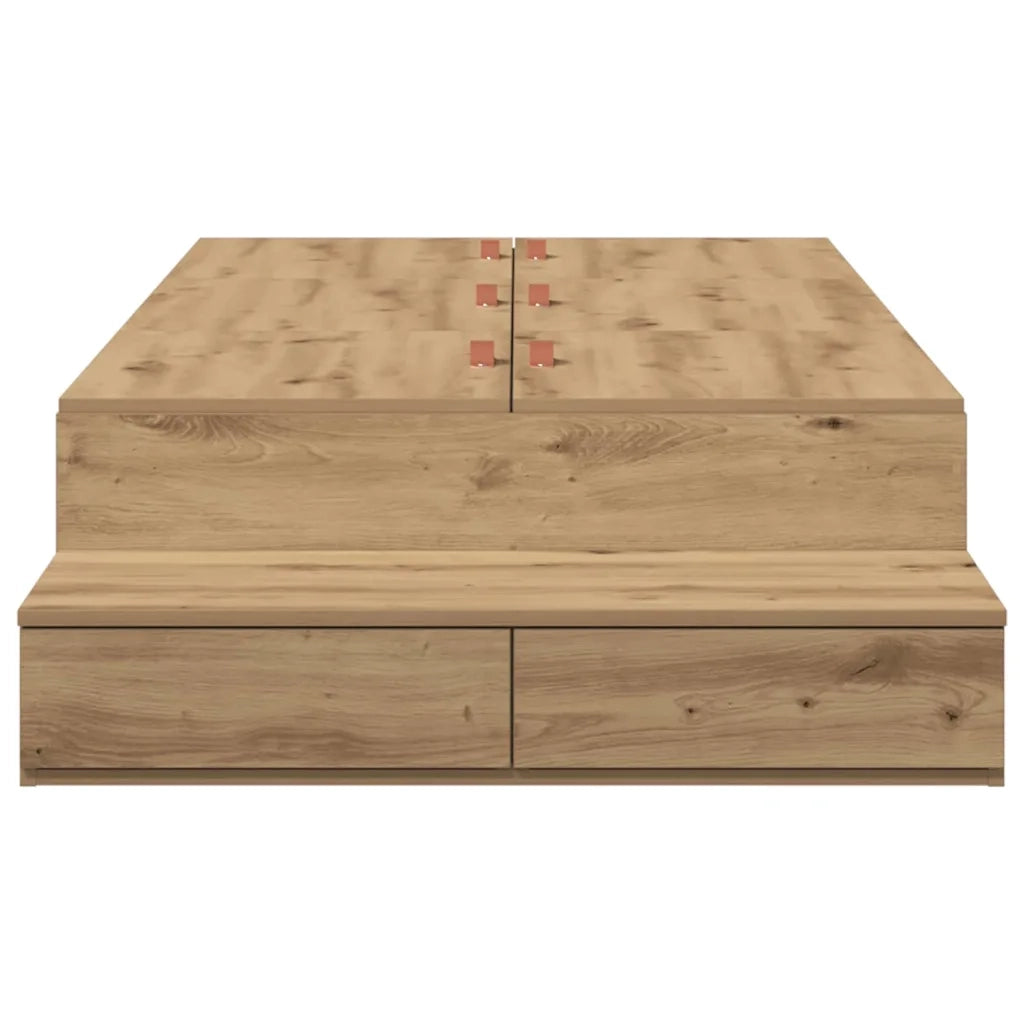 Struttura letto con contenitore-Giroletto con contenitore Rovere artigianale 100 cm