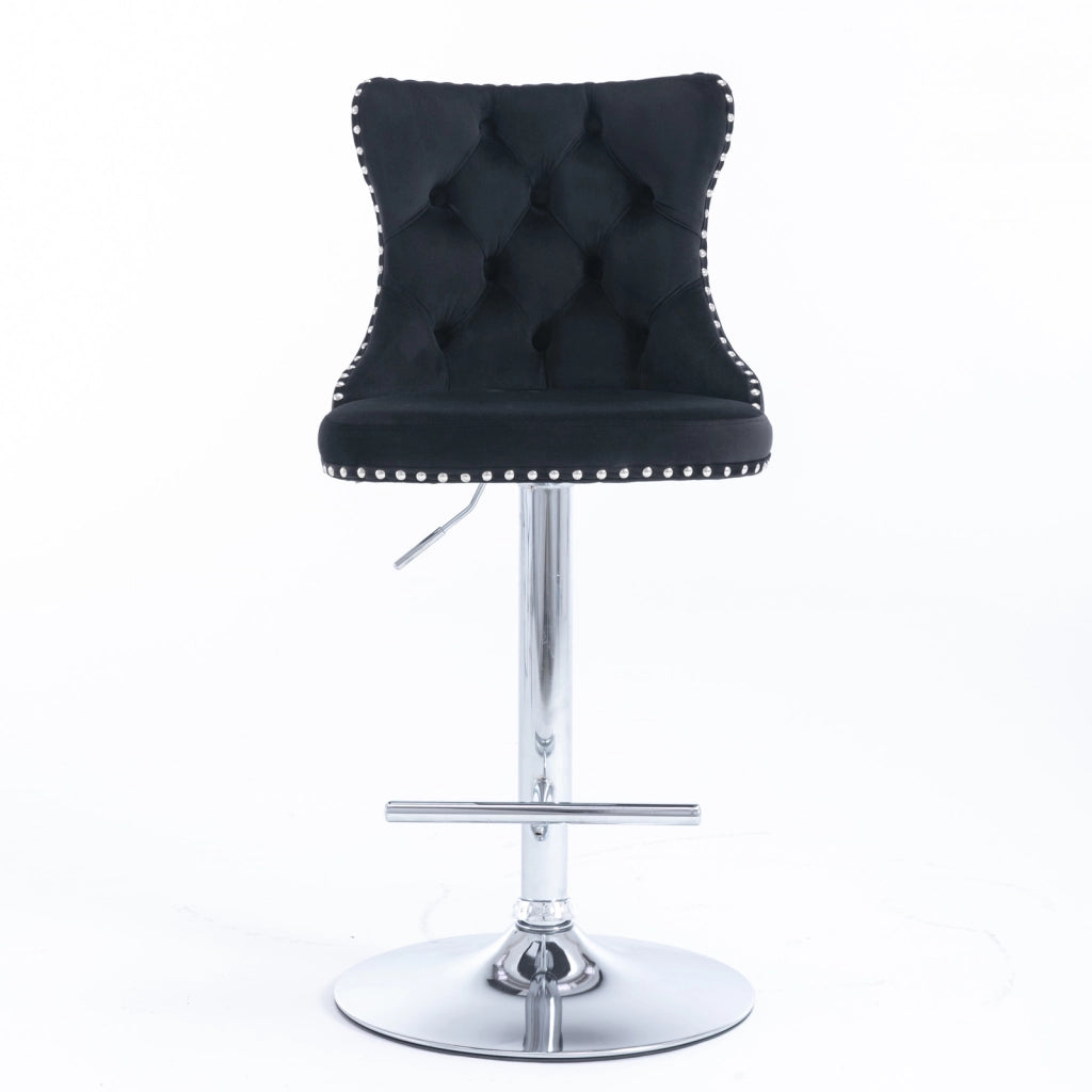 Sgabelli da bar girevoli in velluto con altezza della seduta regolabile da 63,5 a 84 cm, base cromata, schienale imbottito e confortevole, ideali per