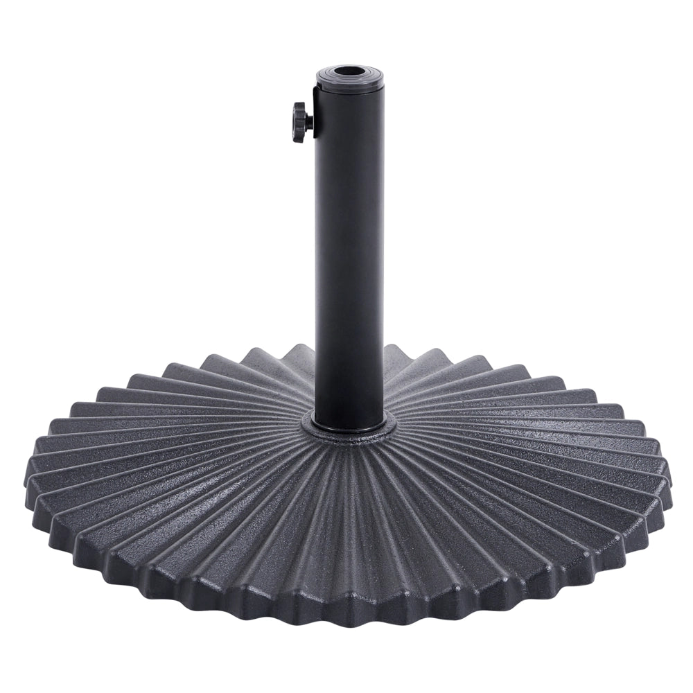 Base per ombrellone in acciaio nero verniciato a polvere resistente alle macchie e all’acqua con palo regolabile a coste