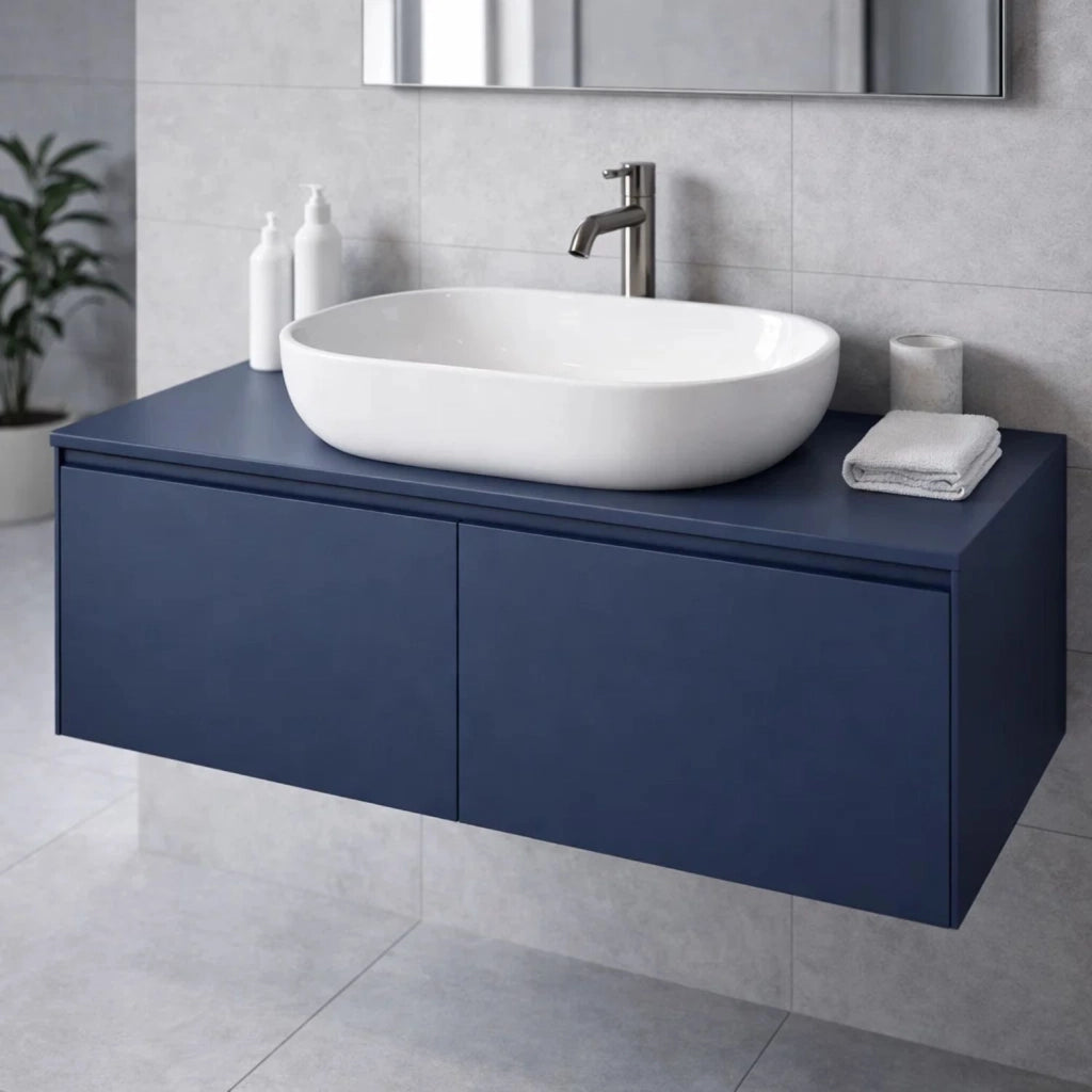 Lavabo da appoggio ceramica bianco ovale arredo bagno lavandino 60x40x15 cm *** finitura- lucido, confezione 1