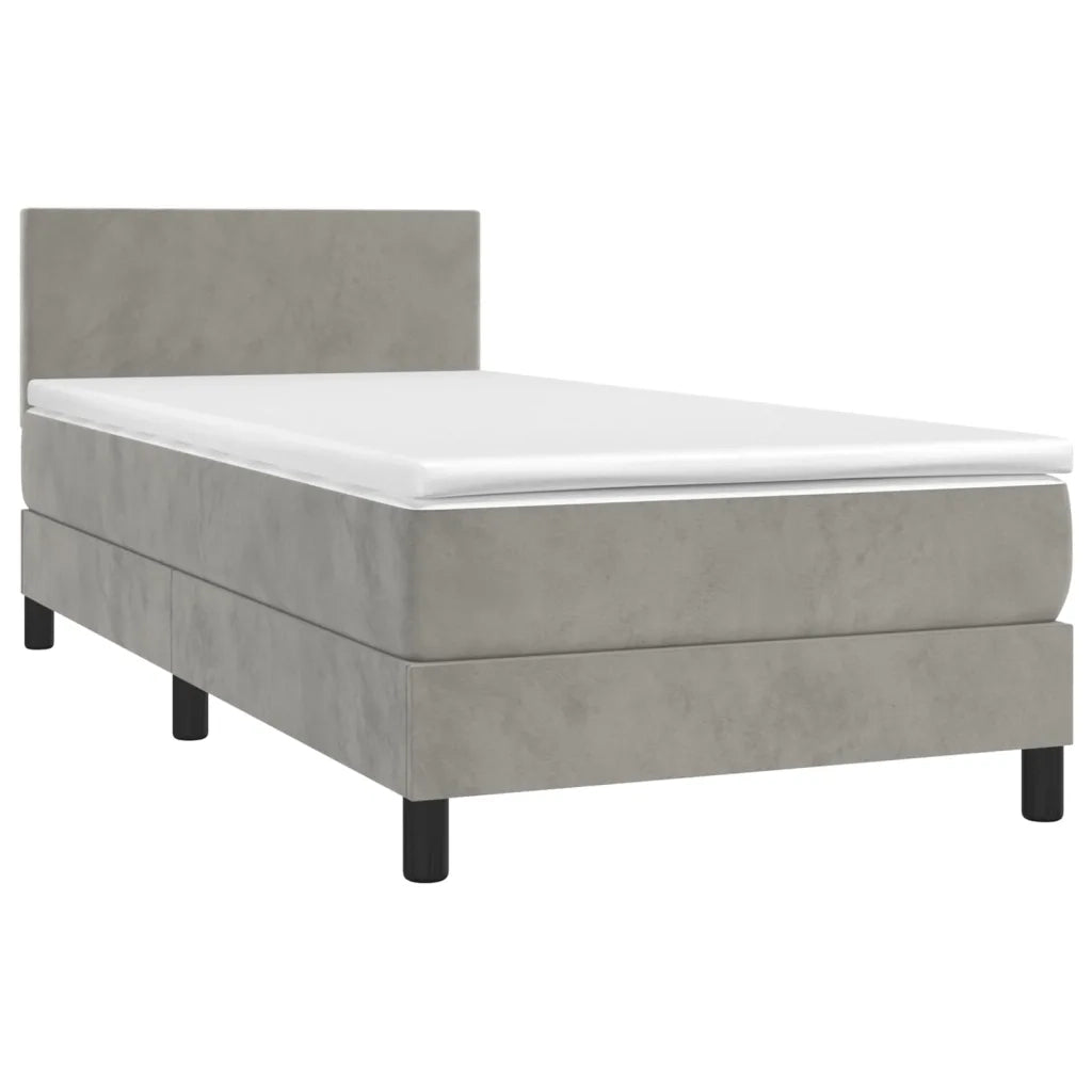 Letto a Molle con Materasso e LED Grigio Chiaro 100x200 cm Velluto 3134267