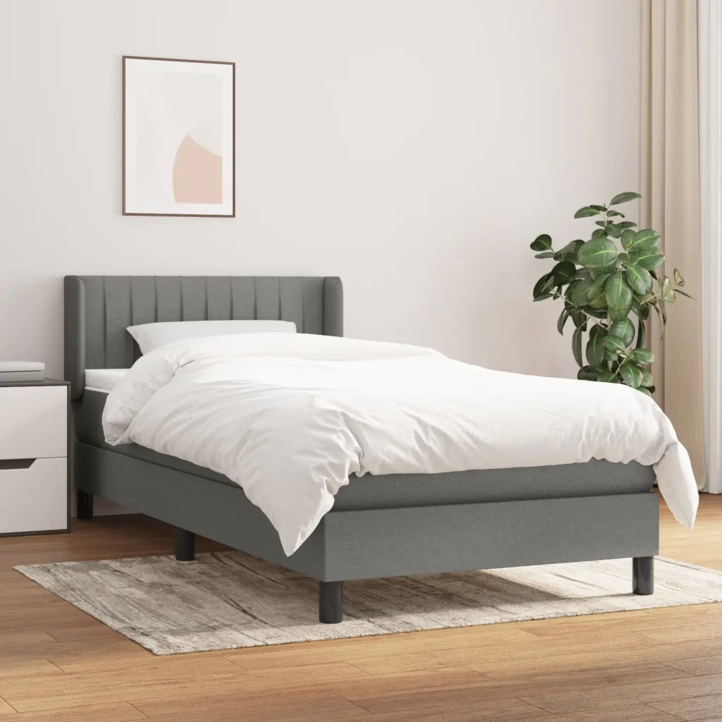 Giroletto a Molle con Materasso-Struttura Letto Grigio Scuro 90x190 cm Tessuto 965571