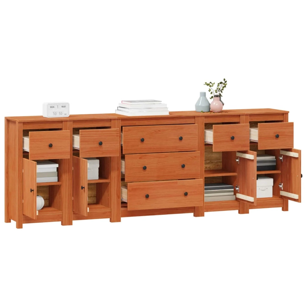 Credenza 5 pcs Marrone Cera Legno di pino massiccio 3424976