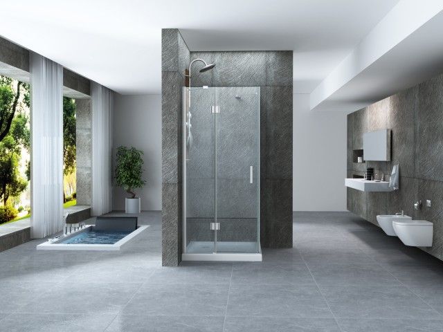 Box doccia Cristallo 8 mm due lati fisso piu' battente con maniglia - Misura: 90 x 130 x195h