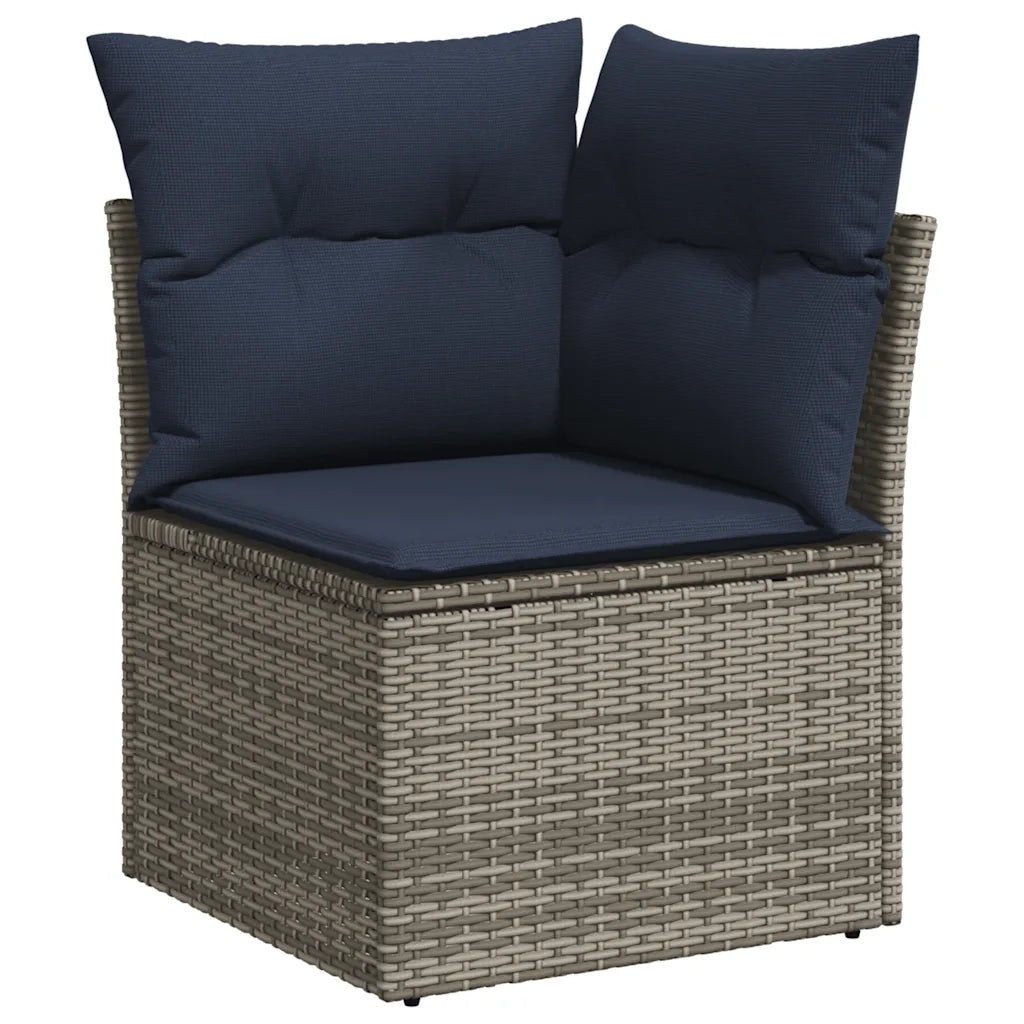 Set Divani da Giardino 7 pz con Cuscini Grigio in Polyrattan 3224668