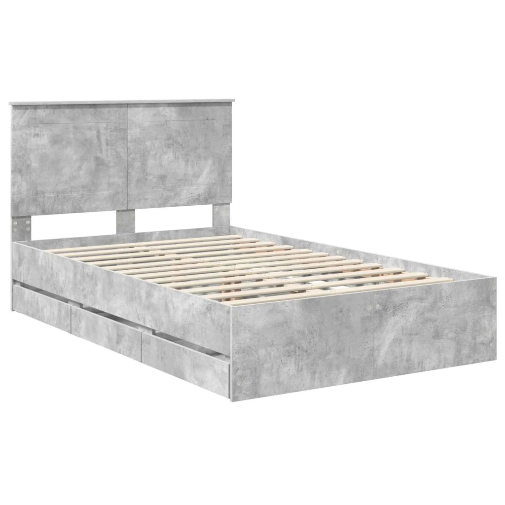 Struttura del letto con cassetto Grigio cemento 135 x 190 cm