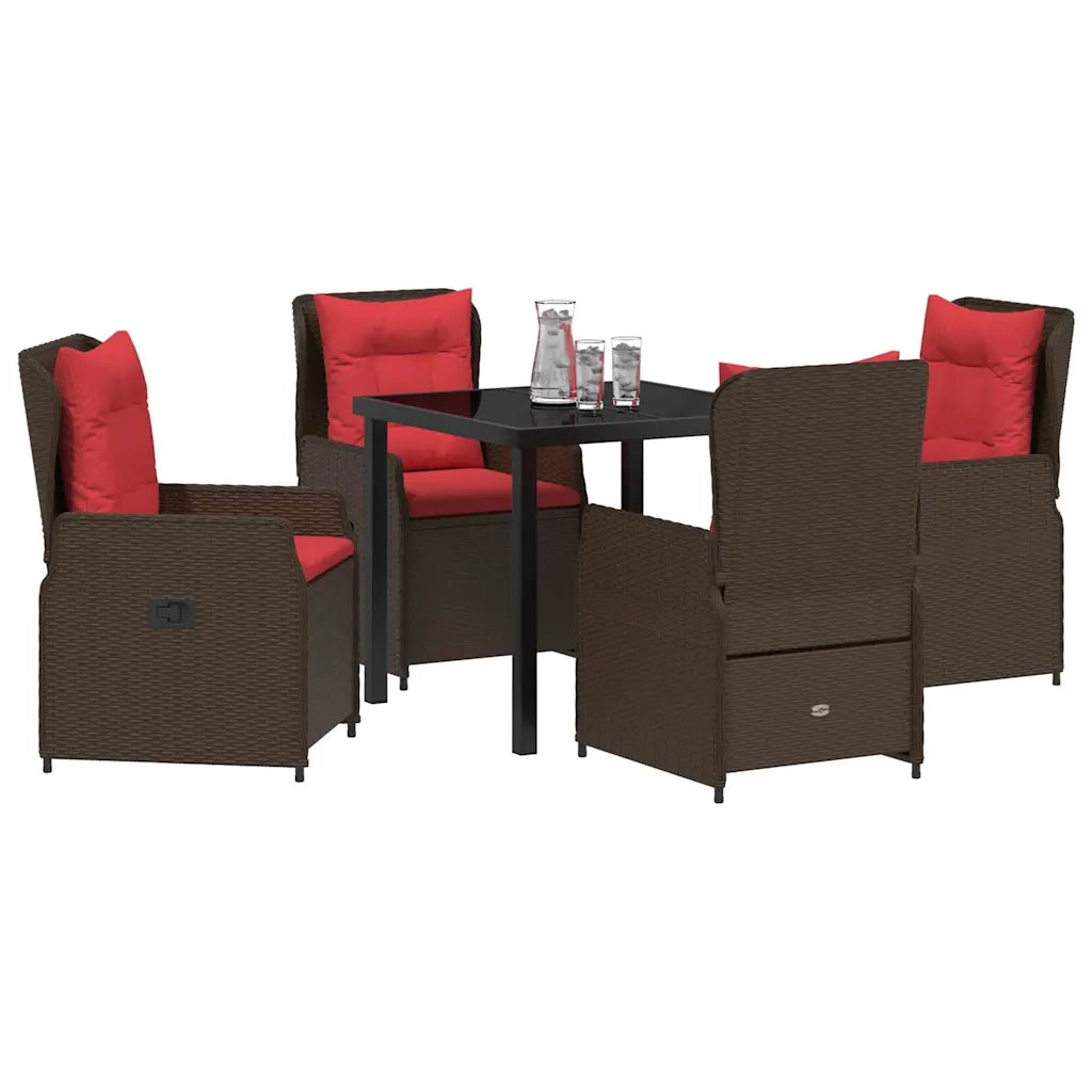 Set da Pranzo per Giardino 5 pcs Marrone Poly Rattan