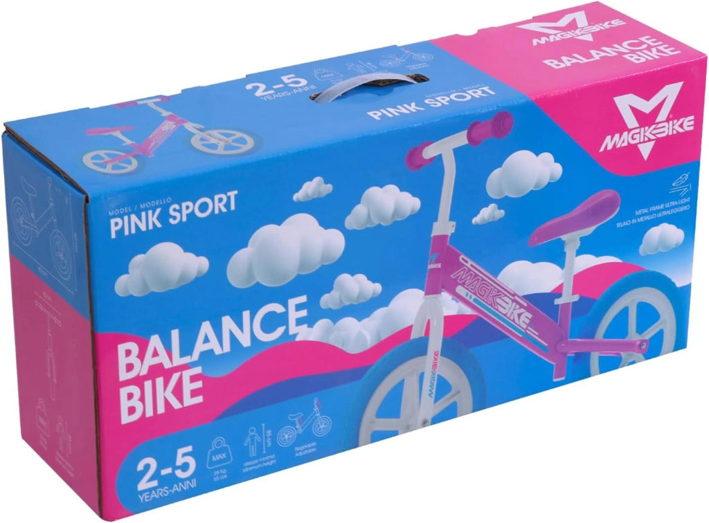 Bicicletta Senza Pedali Balance Bike per Bambini 10 Pollici 80x40x60 cm Sellino e Manubrio Regolabili Sport Rosa